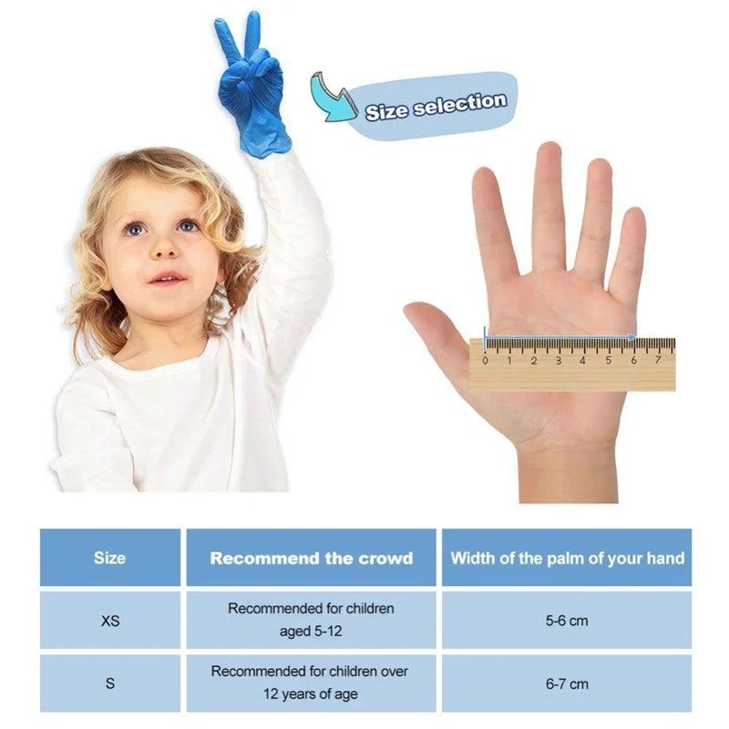 Kids Disposable Nitrile Gloves Children Powder Latex Free Household Cleaning Gloves Crafting Painting Gardening Washing Gloves