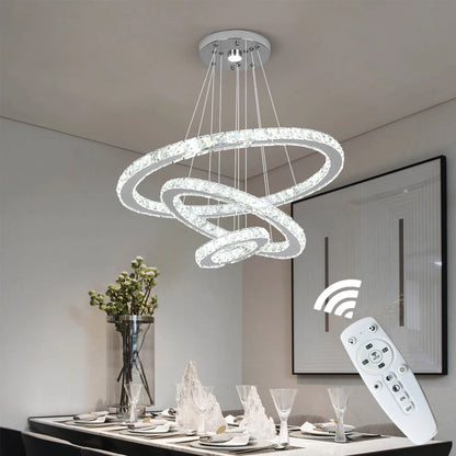Crystal Pendant Light Living Room Remote Control Gold Chrome Lustre Ceiling Chandeilers Lamp for Bedroom Home Decoration Luminai