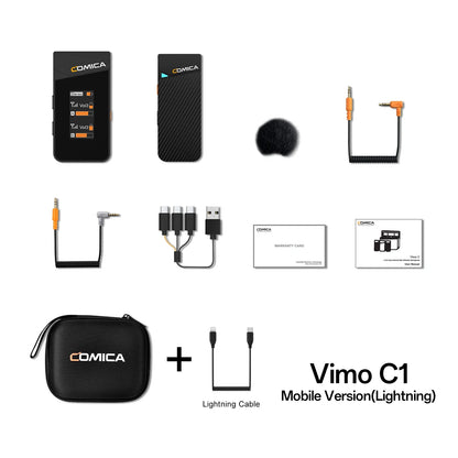 Comica Vimo C 2.4G Mini Wireless Lapel Microphone with Charging Case, for Smartphone Camera Podcast Interview YouTube Facebook