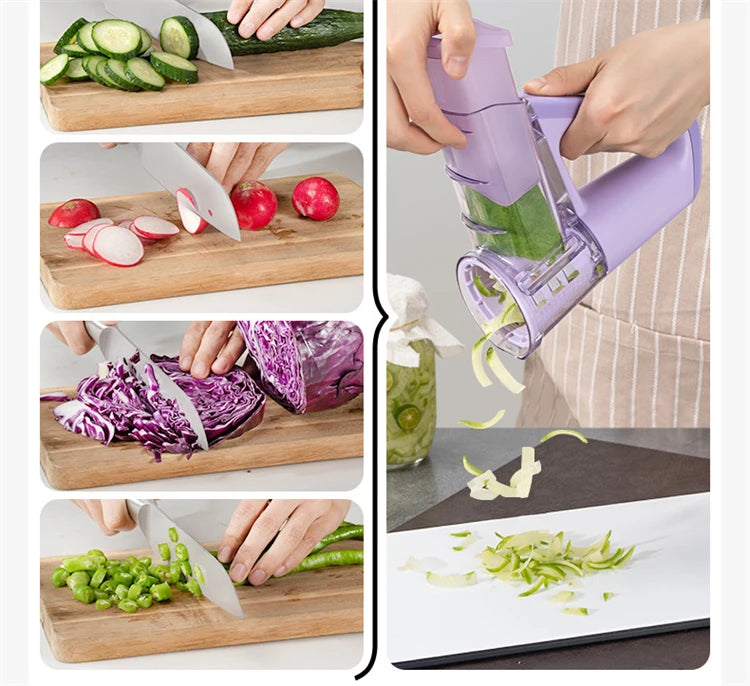 LMETJMA Elektrische Käsereibe, tragbarer Salatbereiter mit 4 verschiedenen Klingenformen, 40 W elektrischer Rotationsschneider JT363