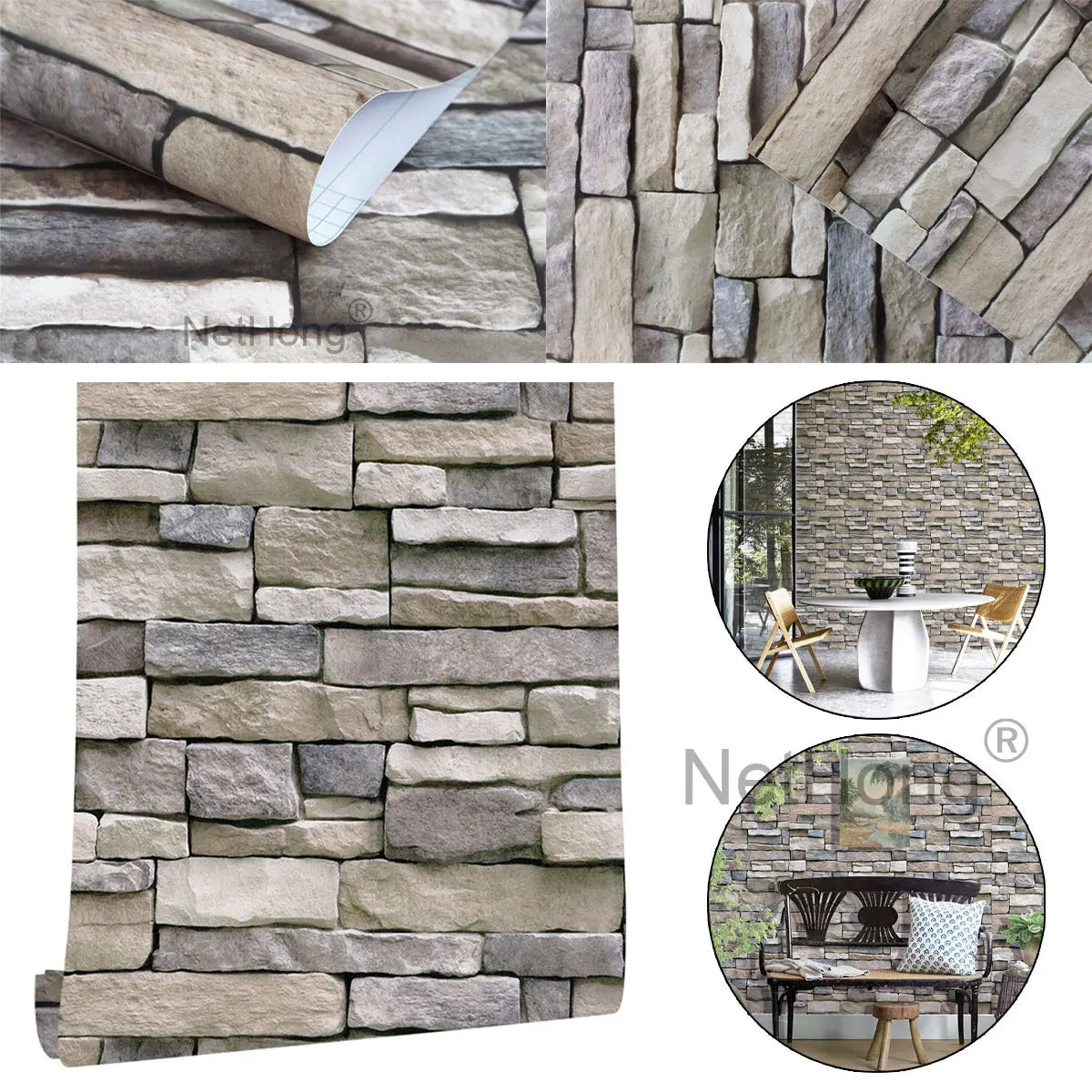 6M Vinyl Yellow bricks Wallpaper Stickers Self Adhesive Paper Waterproof