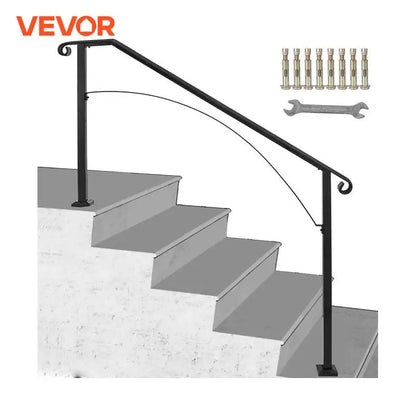 VEVOR Handrails for Outdoor Steps Fit 4 or 5 Steps Outdoor Stair Railing Arch#4 Wrought Iron Handrail Flexible Porch Railing