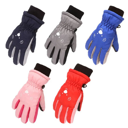 Winter Children Boys Girls Cute Cartoon Non-slip Thick Warm Sports Mittens Kids Ski Gloves Waterproof