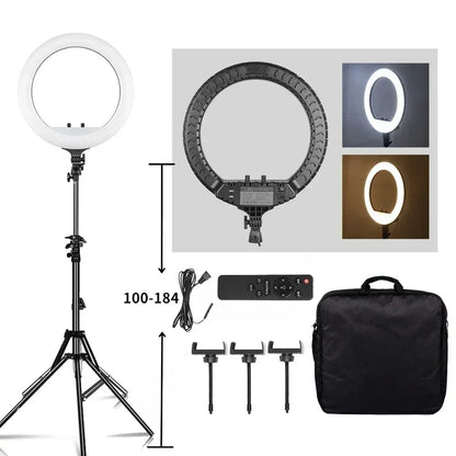 SH 18 Inch Knob Ring Light LED Selfie Video Lamp With Tripod Stand Phone Clip For YouTube Live Lighting Photo Photography Studio