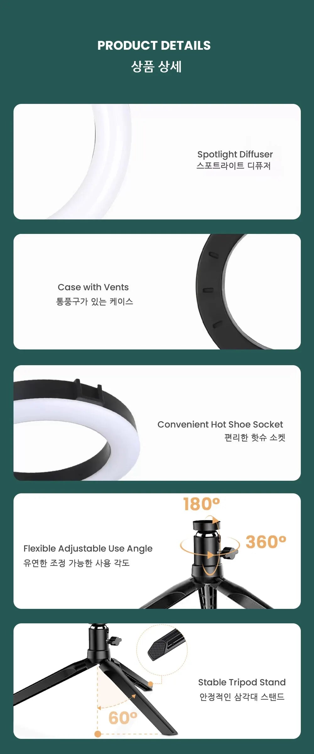 Desk Ring Fill Light 16cm Dimmable LED Ring Light with Tripod Stand Angle Adjustable USB Interface for Video Live Stream Makeup
