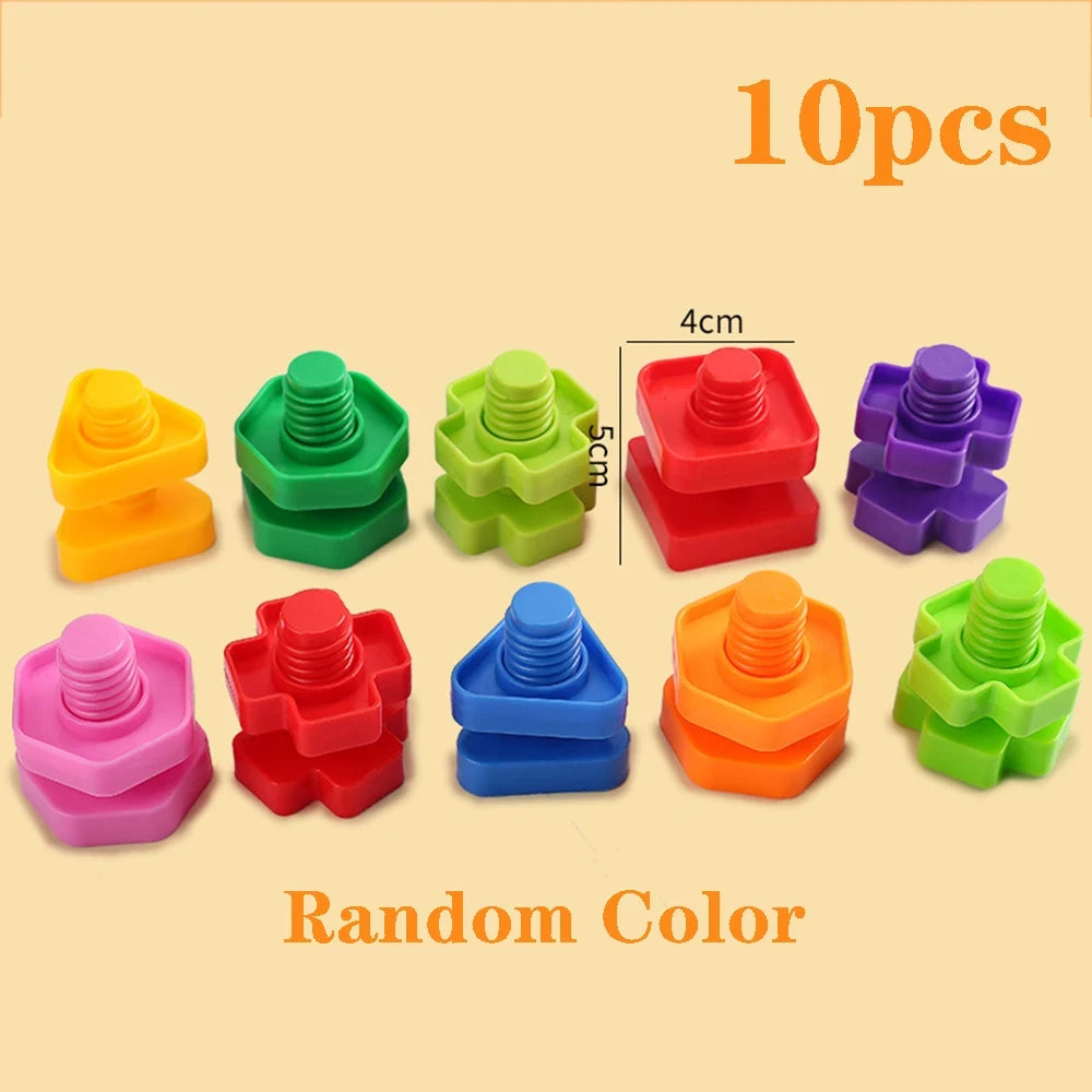 10/20pcs Set Screwing Building Blocks Creative Mosaic Puzzle Toys for Children Plastic Insert Nut Shape Boys Educational Toy