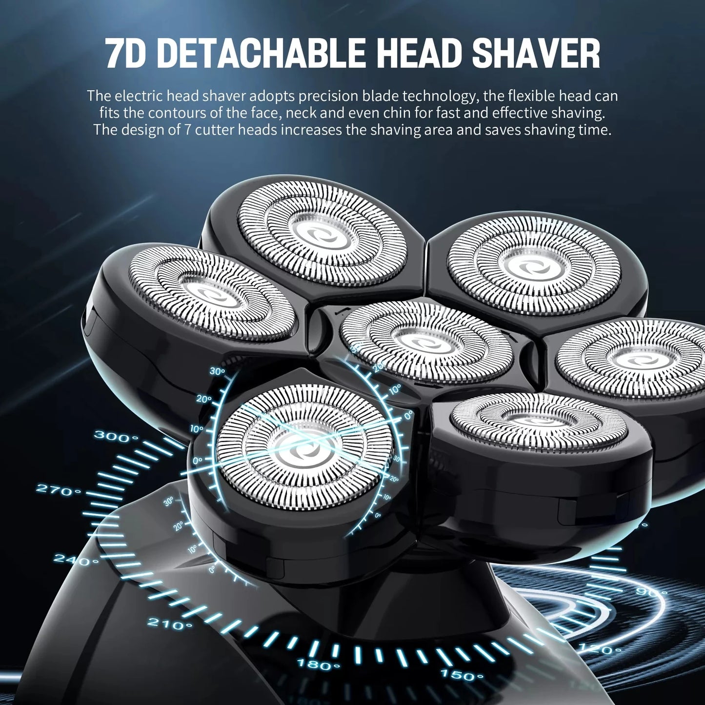 Sejoy Bald Men Hair Clippers Set Body Hair Shaving Machine Electric Head Shaver Facial Beard Trimmer Stainless Steel Blades