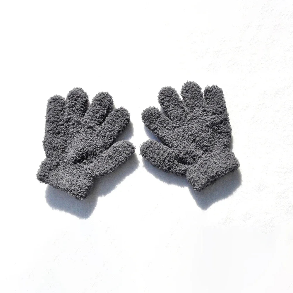 Warm Plush Thick Warm Baby Gloves Winter Plus Velvet Mittens Children Kid Coral Fleece Full Finger Gloves For 1-4Y Kids Gloves