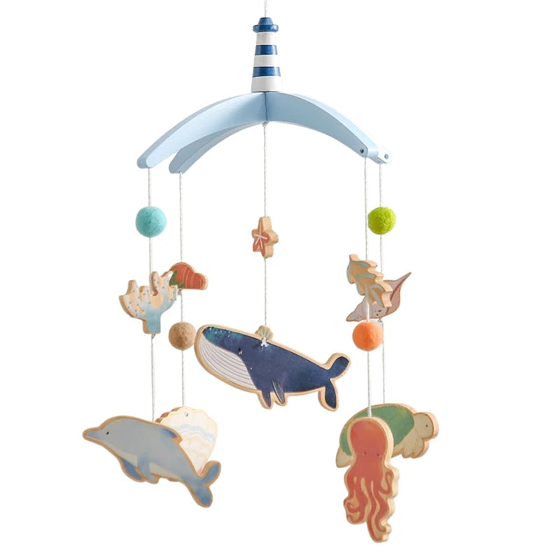 Newborn Baby Rattles Toys 0-12 Months Soft Felt Whale Bed Bell Infant Mobile Crib Hanging Musical Carousel Toy Boys Girls Gift