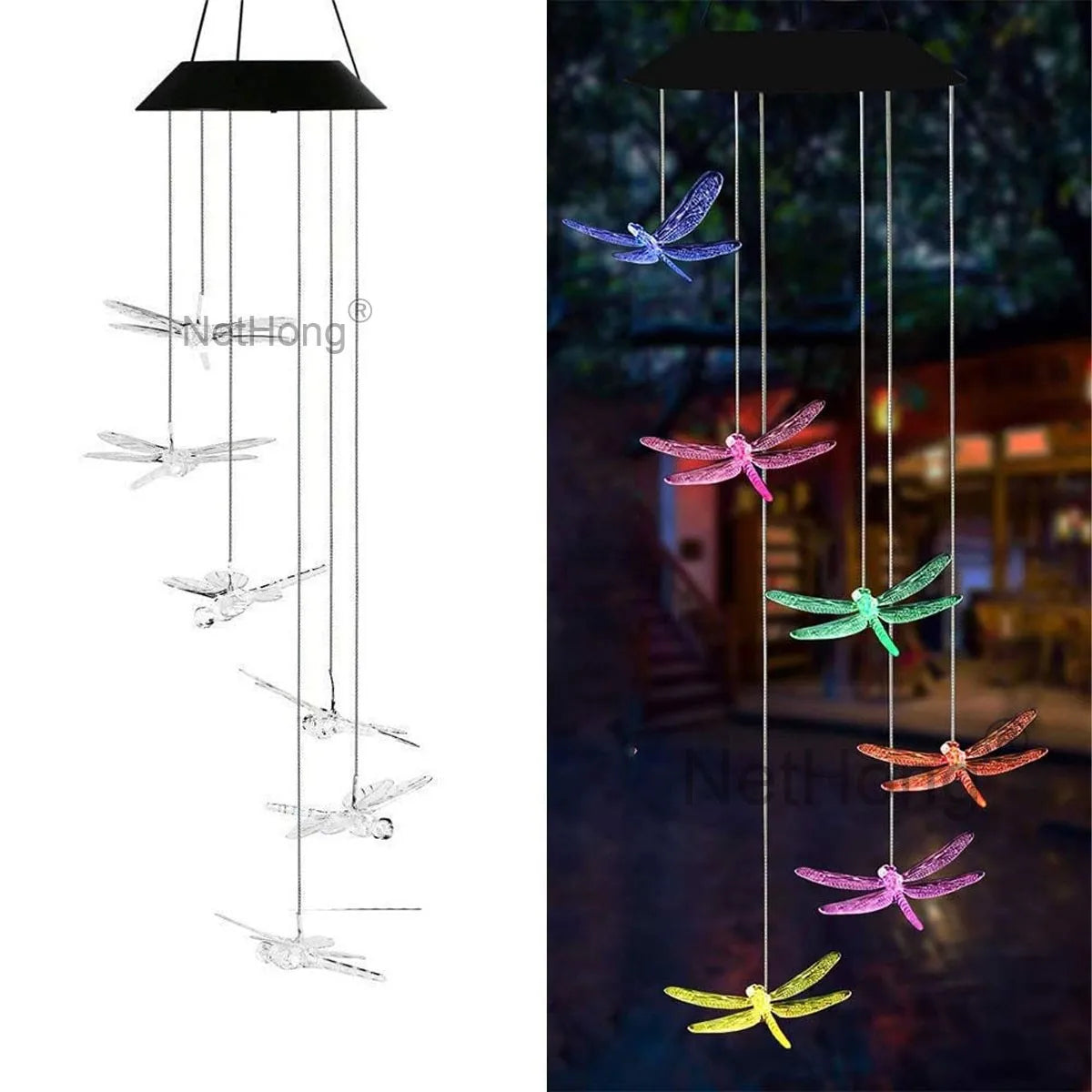 Outdoor Wind Chime Solar Power LED Decorative Light Hanging Colour Changing Lamp