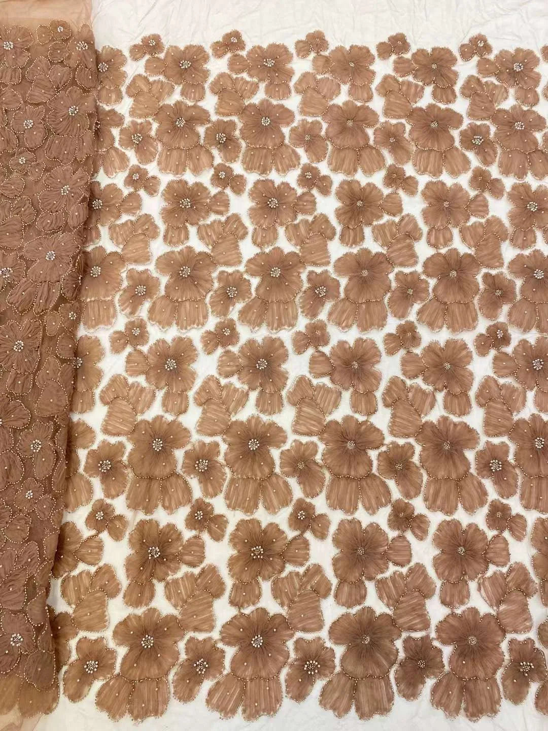 Dark Purple Panhua Bead Cord Embroidery + Sequin Embroidery Fairy Style Evening Dress Women’s Skirt Fashion Bead sewing 2 yard