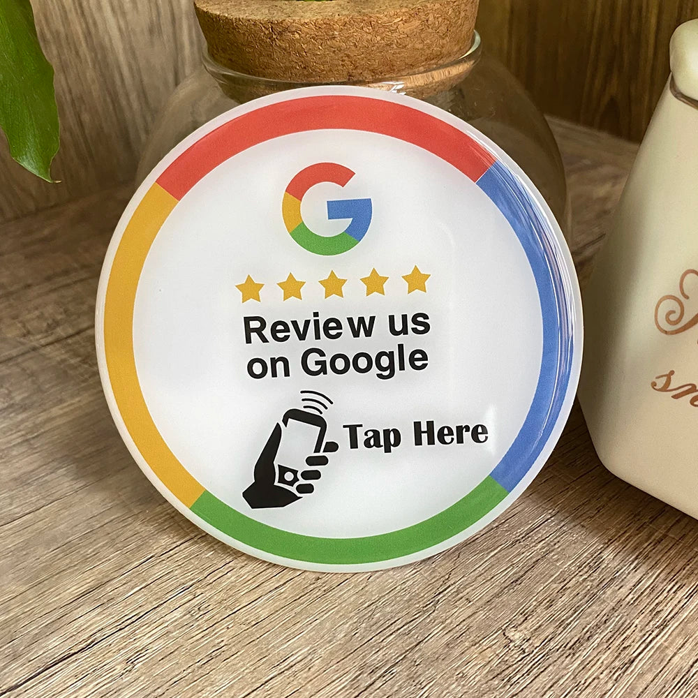 3.93"X3.93" Instagram Facebook Google Tripadvisor Trustpilot Review NFC Tap Card Sign Self-Adhesive Epoxy Plate Sticky