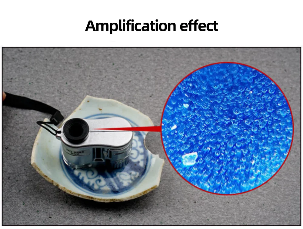 60X Handheld Magnifying Glass Mini Pocket UV Magnifier Portable Jeweler Microscope Loupe With LED Light