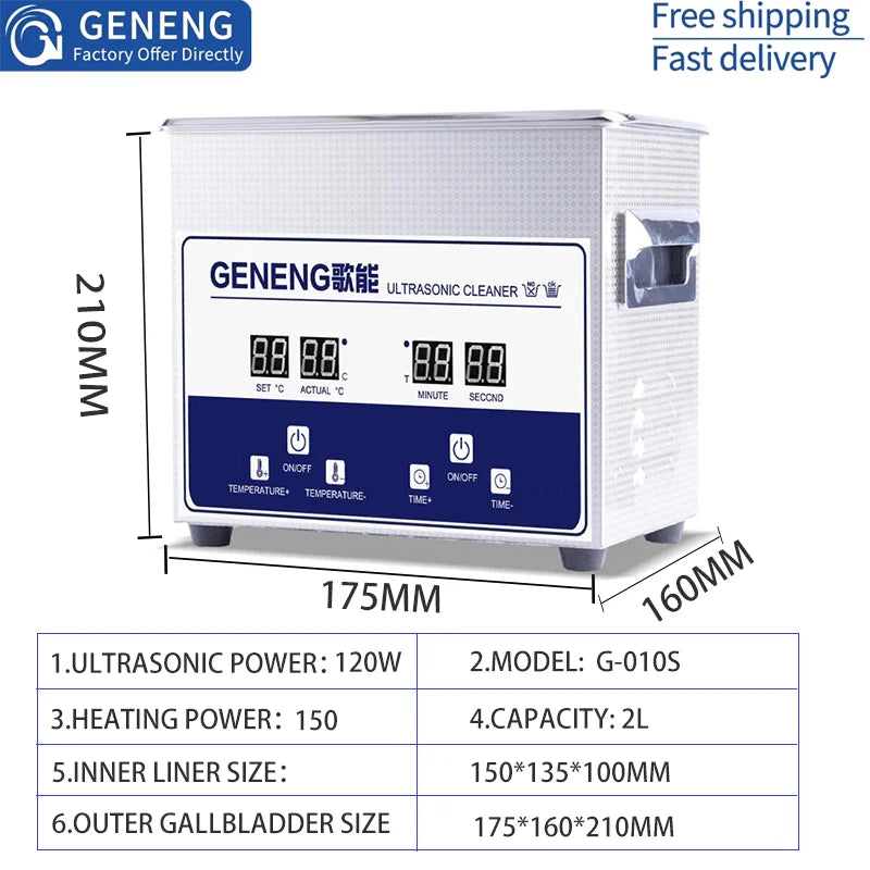 GENENG Ultrasonic Cleaner Ultrasound  Bath Dental Ultra Sonic Cleaning Machine 1.3L/2L/3.2L/6.5L/10L/15L/22L/30L