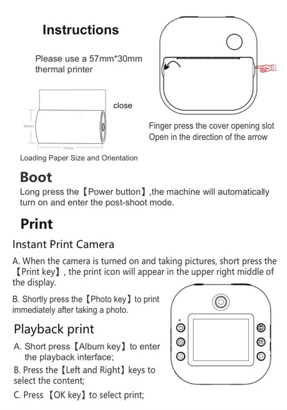 Hot Selling M2 Children Instant Thermal Printing Camera Children Drawing Toy Birthday Christmas Gift