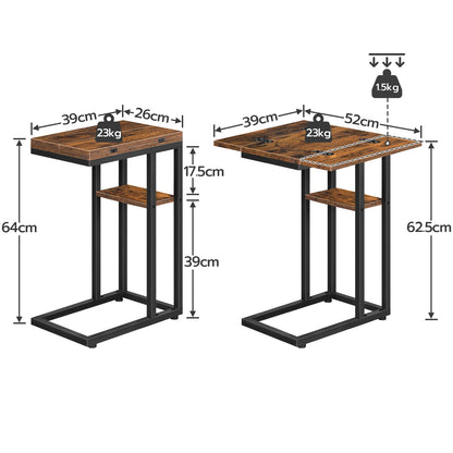 C Shaped Side Table, Foldable Sofa Side Table, Bedside Snack Table Laptop Holder Table for Sofa, Small Spaces Small Coffee Table