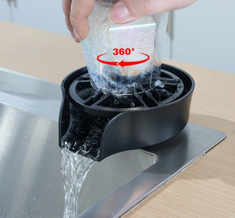 Faucet Glass Rinser High Pressure Automatic Rotating Spout Pull Out Spray Head Bottle Washer Glass Cup Cleaner Sink Attachment