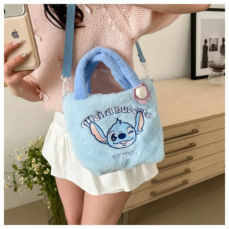 Stitch Women's Plush Shoulder Bags Large Capacity Ctue Crossbody Bag For Pretty Girl Makeup Bag