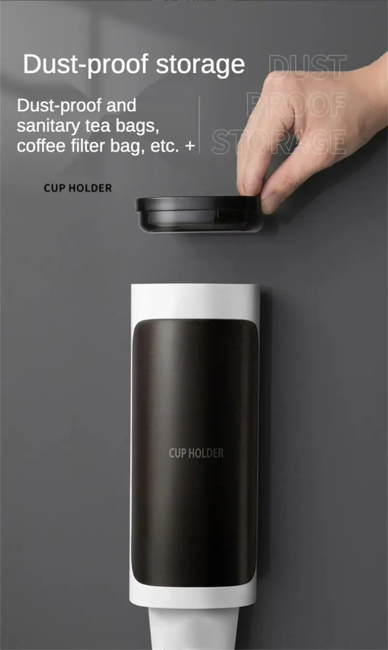 Cream Disposable Cup Holders Household Wall-Mounted Automatically Drop Punch-Free Paper Cups Dust-Proof Drinking Fountain Racks