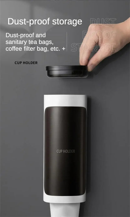 Cream Disposable Cup Holders Household Wall-Mounted Automatically Drop Punch-Free Paper Cups Dust-Proof Drinking Fountain Racks