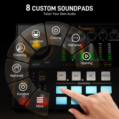 MaonoCaster E2 Gen2 Audio Interface Mixer with Dual XLR Input for Dual Podcast Live Streaming Gaming Audio Interfaces Sound Card
