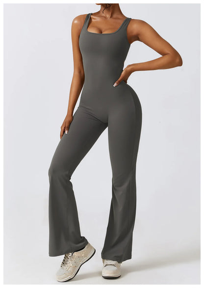 Women's Sexy Yoga Jumpsuit - One Piece Workout Tracksuit with Push Up Support