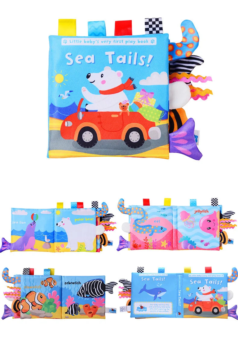 Animal Tail Cloth Book Tear Can Bite Pop-up Book Educational Enlightenment Early Education Infant Cognitive Toys 0-3 Years Old