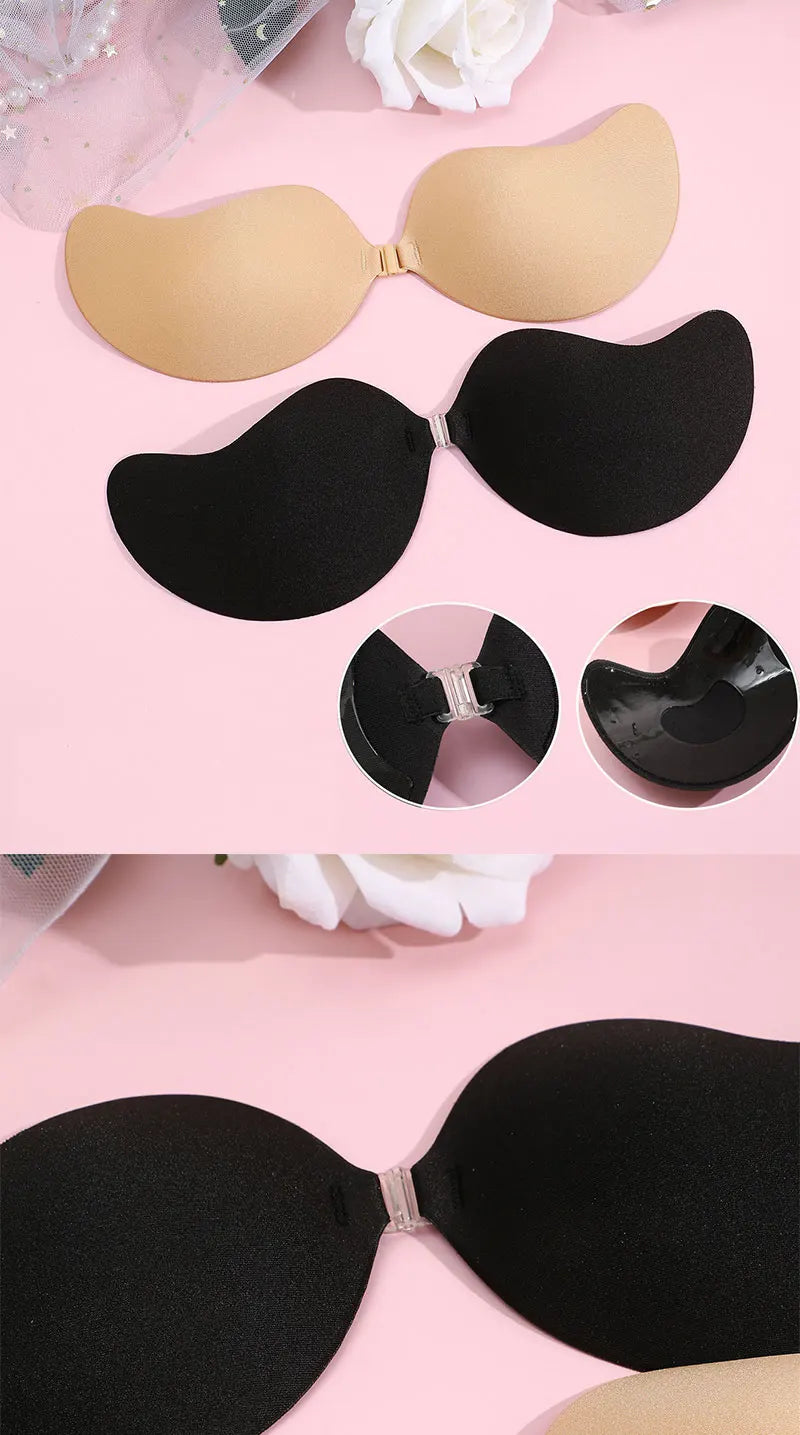 FINETOO Invisible Silicone Bra - Strapless Adhesive Push Up Bra for Women