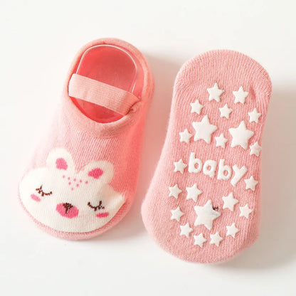 Spring Anti Slip Baby Socks Toddler Kids Floor Socks with Rubber Soles Autumn Newborn Baby Boy Girl Cartoon Cute Ball Warm Socks