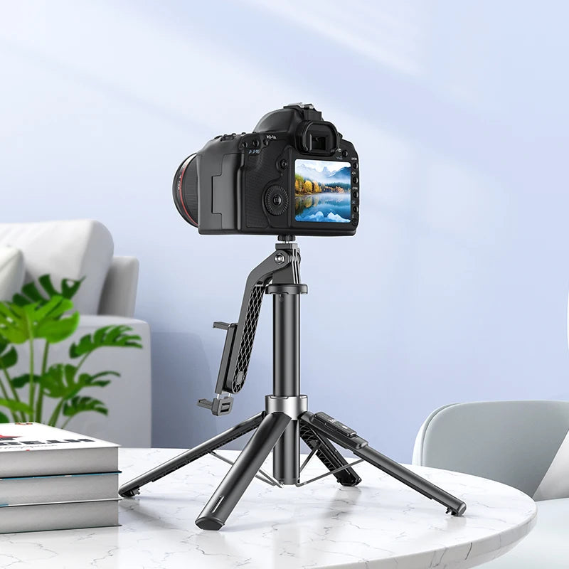 HOCO K21 Aluminum Alloy Live Broadcast Holder Wireless Selfie Stick with Bluetooth Remote Extendable Tripod Support PTZ Function