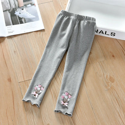 Girls 1-7 Years Old Comfortable Leggings At Home Wear Children'S Spring And Autumn Outdoor Embroidered Kids Daily Casual Pants