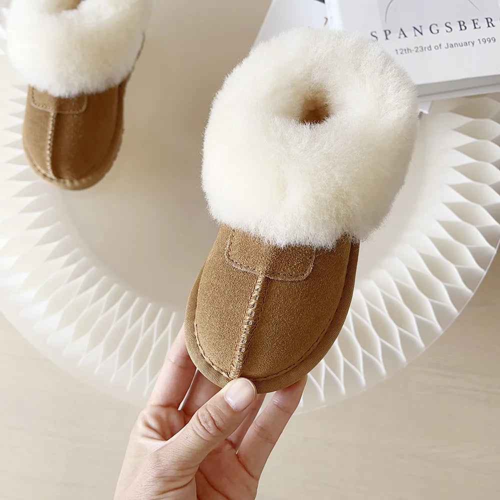 Kids Winter Slippers - Luxury Fur Lined Non-Slip Indoor Boots for Boys & Girls