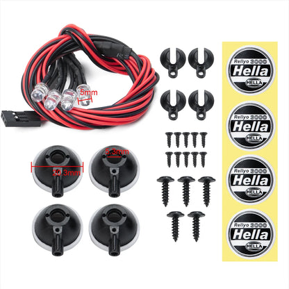 MIBIDAO 2/4LED RC Car Roof Light Round Lamp Spotlight For 1/10 Axial SCX10 II 90046 TRX4 Tamiya CC01 D90 D110