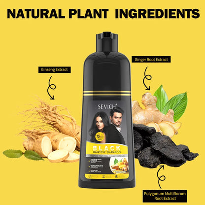 Ginger Black Hair Dye Shampoo 500ml Diy Herbal Coloring Hairs Instant Gray To Black Instant Coloring Shampoo For Women&Men