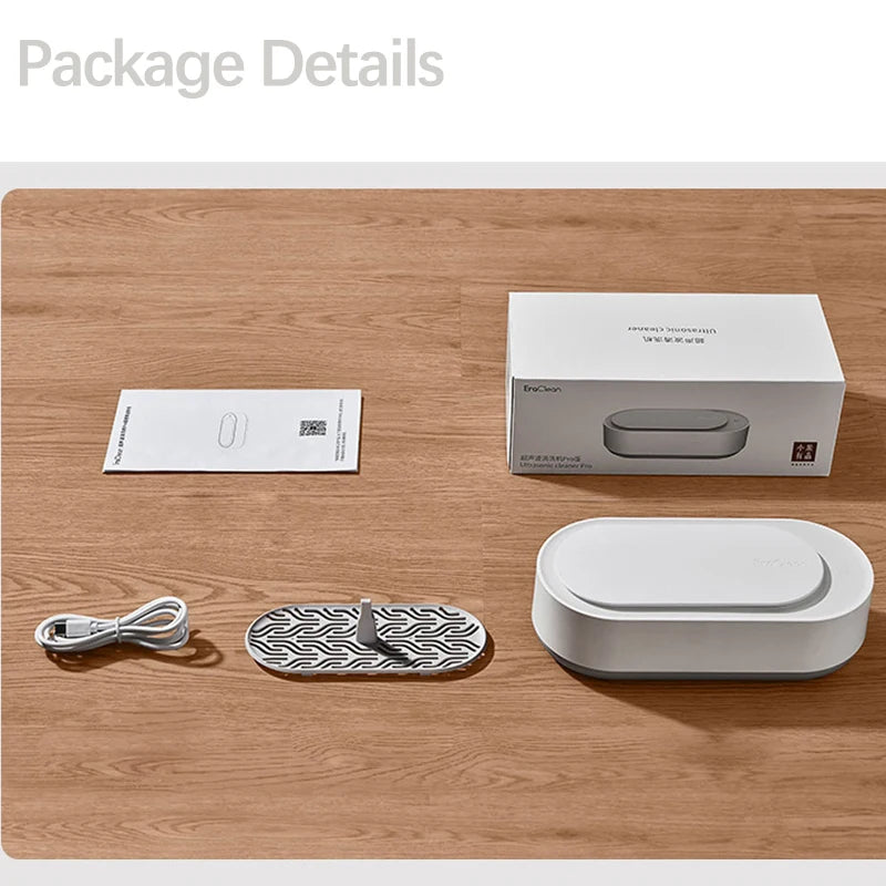 EraClean Ultrasonic Cleaner Pro Rechargeable Cleaning Machine 45000Hz High Frequency Vibration Cleaner Jewelry Glasses Watch