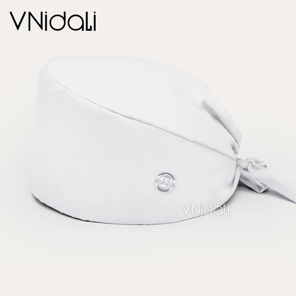 Solid color scrub cap with button pet grooming working Caps  surgical cap Lab work hat  womens Scrub hats nurse accessories