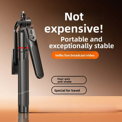 4-Axis Phone Selfie Stick Tripod 360° Anti-Shake 1.85m Extendable - 20m Bluetooth Remote for Vlog Live Streaming Travel