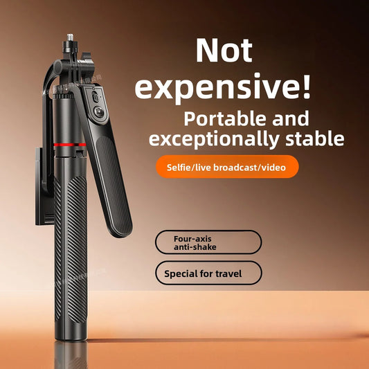 4-Axis Phone Selfie Stick Tripod 360° Anti-Shake 1.85m Extendable - 20m Bluetooth Remote for Vlog Live Streaming Travel