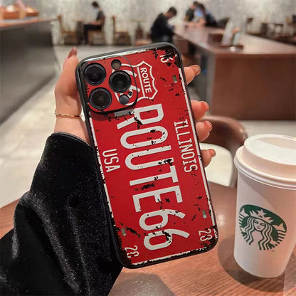 Retro Vintage License Plate Phone Case For iPhone 17 16 15 14 13 12 11 Pro Max Mini SE 7 8 Plus 16E Shockproof Non-Slip Cover