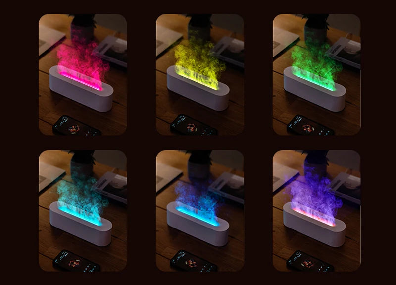 KINSCOTER RGB Flame Aroma Diffuser Air Humidifier Ultrasonic Cool Mist Maker Fogger LED Essential Oil Fire LED Lamp Difusor Gift