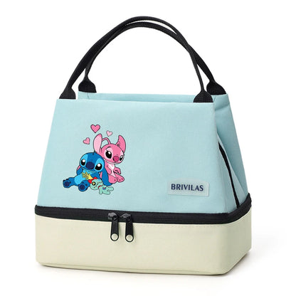 Isolierte Lunchtasche von Stitch, tragbare Aufbewahrungstasche für Lunchboxen, faltbare, isolierte Kühltasche, ideal für Büro, Schule und Picknick