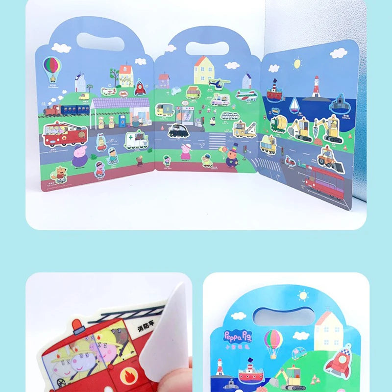 Peppa Pig Jelly Sticker Book Children's Cartoon Sticker Sticker 3-6 Year Old Girl Sticker Quiet Book Educational Toys