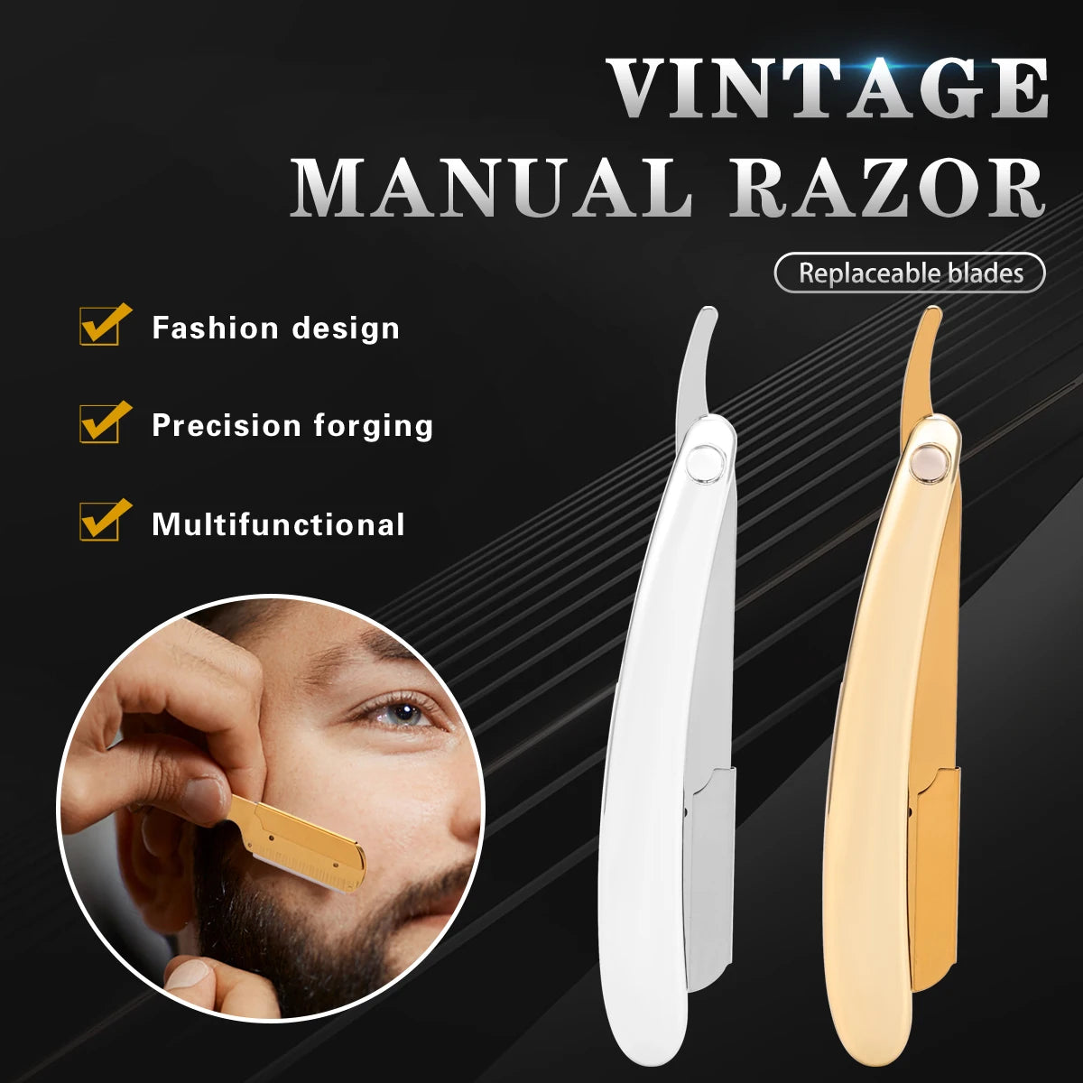Professional Barber Razor Folding Shaving Knife Manual Beard Beard Cut Razors Holder For (No Shaving Blade) Salon Removal Tools