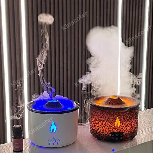 KINSCOTER Vulkanflammen-Aroma-Diffusor, Quallenrauchring-Luftbefeuchter, 360 ml, Aromatherapie-Diffusor für ätherische Öle, tolles Geschenk