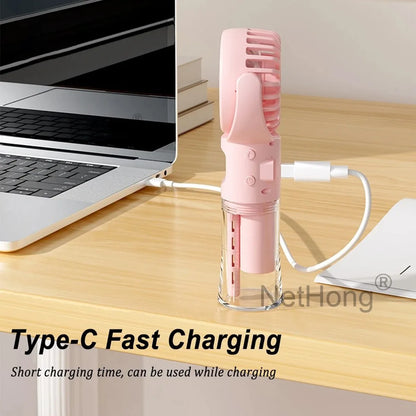 Portable Handheld Water Spray Mist Fan USB Rechargeable Mini Fan Cooler 4-Speed