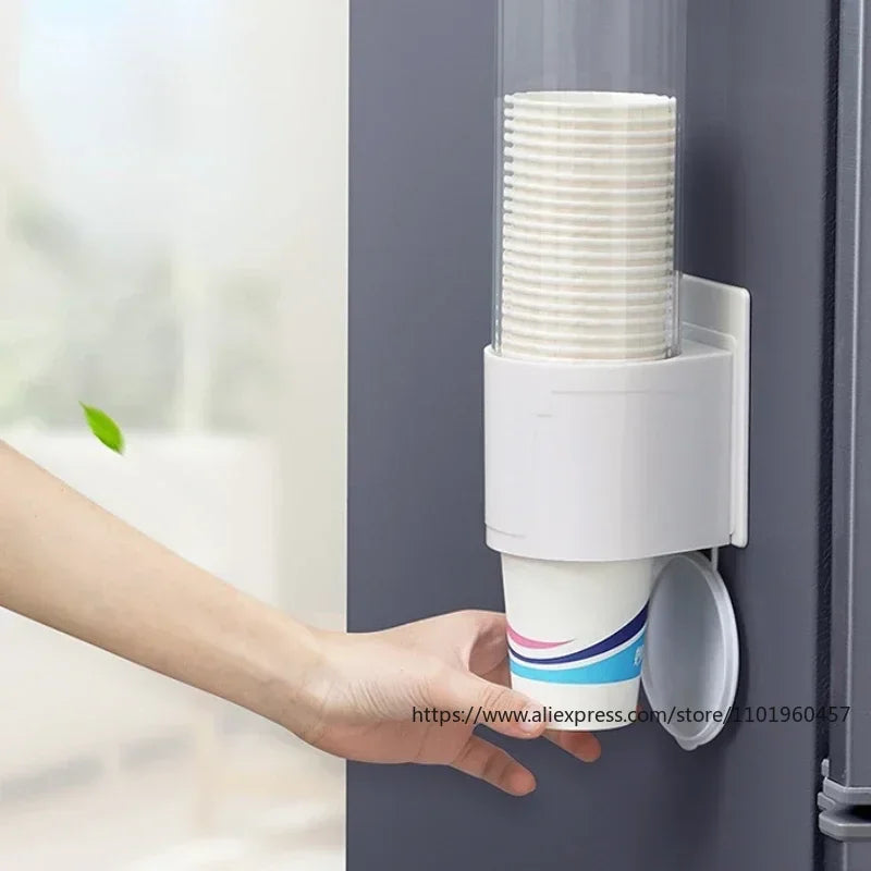 Disposable Paper Cup Remover Automatic Water Dispenser Cup Holder Home Punch-free Wall-mounted Cup Storage Rack