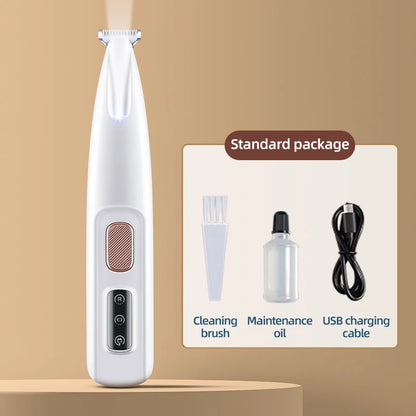 Pet Dog Electric Groomer Trimmer with LED Light Waterproof Pet Foot Hair Trimmer Low Noise Cat Dog Face Foot Ear Hip Paw Shaver