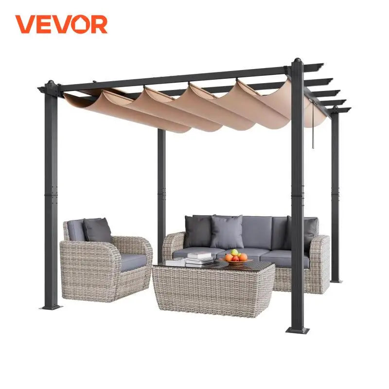 VEVOR Outdoor Retractable Pergola with Canopy Aluminum Pergola with Canopy Modern Pergola with Sun Shade Canopy for Patios