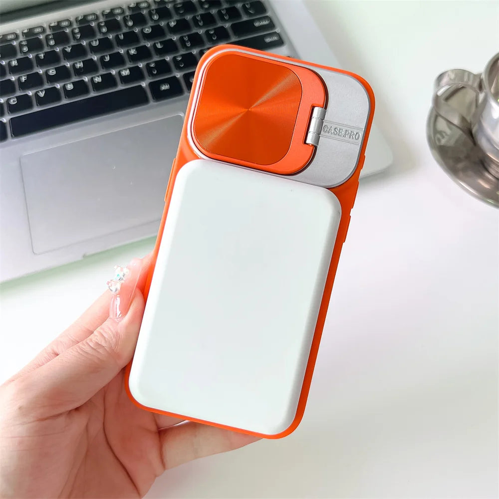 Fashion Logo Hole Magnetic Case for iPhone 17Air 12 13 14 15 16 17 Pro Max Plus Lens Protection Stand For Magsafe Silicone Cover