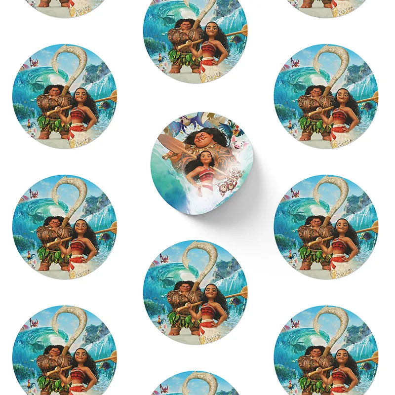 Disney Moana Round Stickers Water Bottles Stickers Label for Luggage Laptop Trendy Sticker Kids Birthday Party Supply Gift Decor